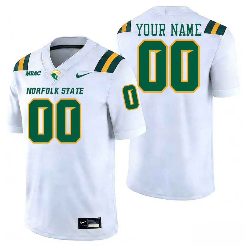 Custom Norfolk State Spartans Name And Number Football Jerseys Stitched-White